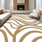 Bronze Swirls Across White Canvas Rug