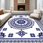 Classic Blue White Medallion Floral Rug