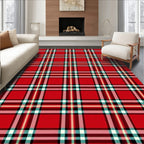 Classic Red Intersecting Plaid Rug