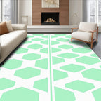 Light Green Hexagon Overlapping Geometric Rug