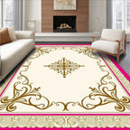Fuchsia Gold Ornate Medallion Rectangle Rug