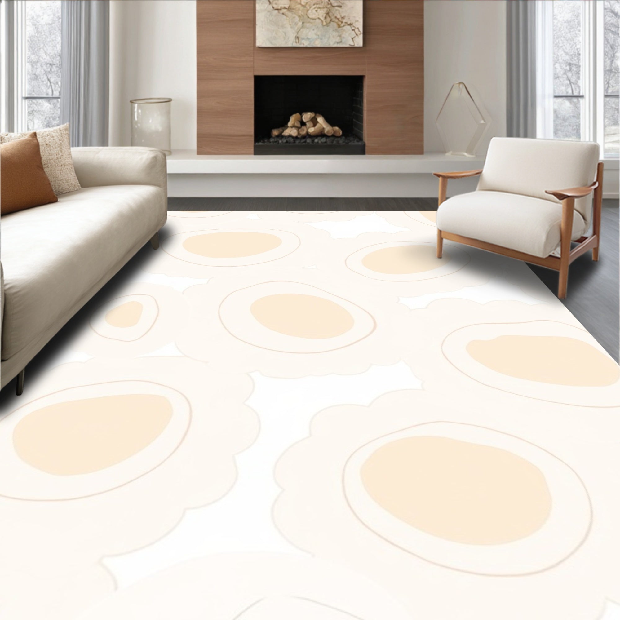 Soft Cream Blobs Organic Rug