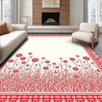 Crimson Meadow Wildflower Border Rug