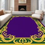 Regal Purple and Gold Ornate Border Rug