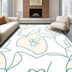 Cream Floral Outline Art Rug