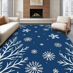 Winter White Snowflakes On Blue Rug
