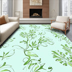 Soft Green Leafy Vine Swirl Rug
