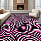 Bold Pink Black White Swirls Rug
