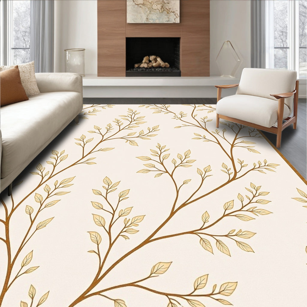 Golden Branch Leafy Vine Rug