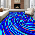 Vibrant Blue Orange Swirl Vortex Rug