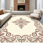 Ornate Pink Blossom Medallion Frame Rug