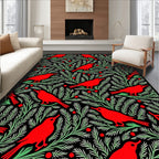 Red Robins on Evergreen Branches Rug