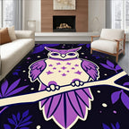 Purple Starry Night Owl On Branch Rug