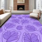 Lavender Violet Feathered Leaf Cluster Rug