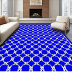 Vivid Royal Blue Geometric Lattice Rug