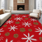 Red White Green Snowflake Explosion Rug
