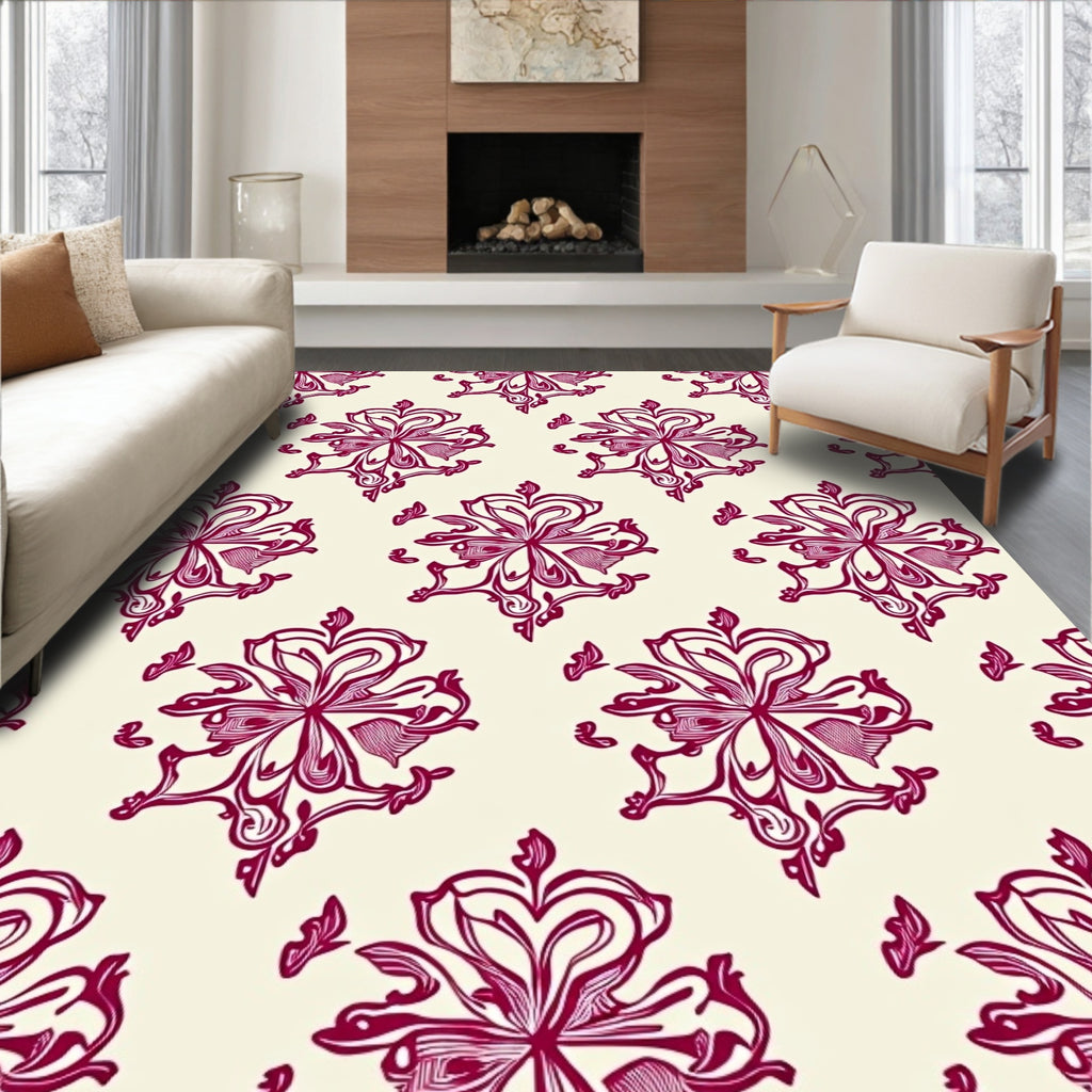 Crimson Floral Radiance Medallion Rug