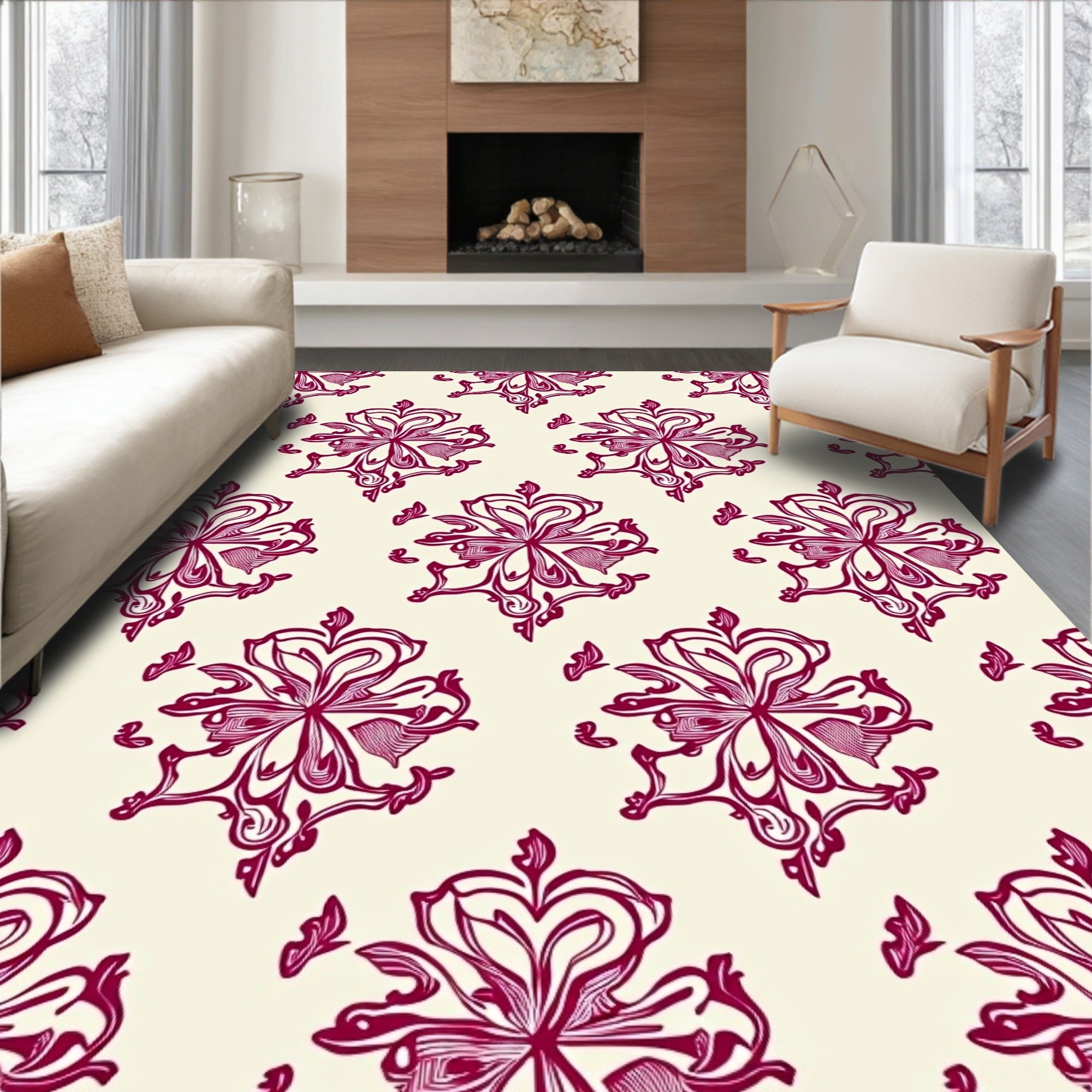 Crimson Floral Radiance Medallion Rug