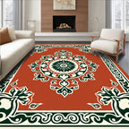Terracotta Floral Medallion Border Rug