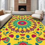 Vibrant Yellow Mandala Floral Art Rug