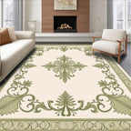 Light Green Floral Medallion Border Rug