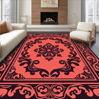 Coral Floral Symmetry Border Rug