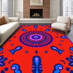 Vibrant Red Floral Medallion Rug