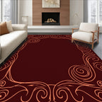 Deep Rose Swirl Scroll Border Rug