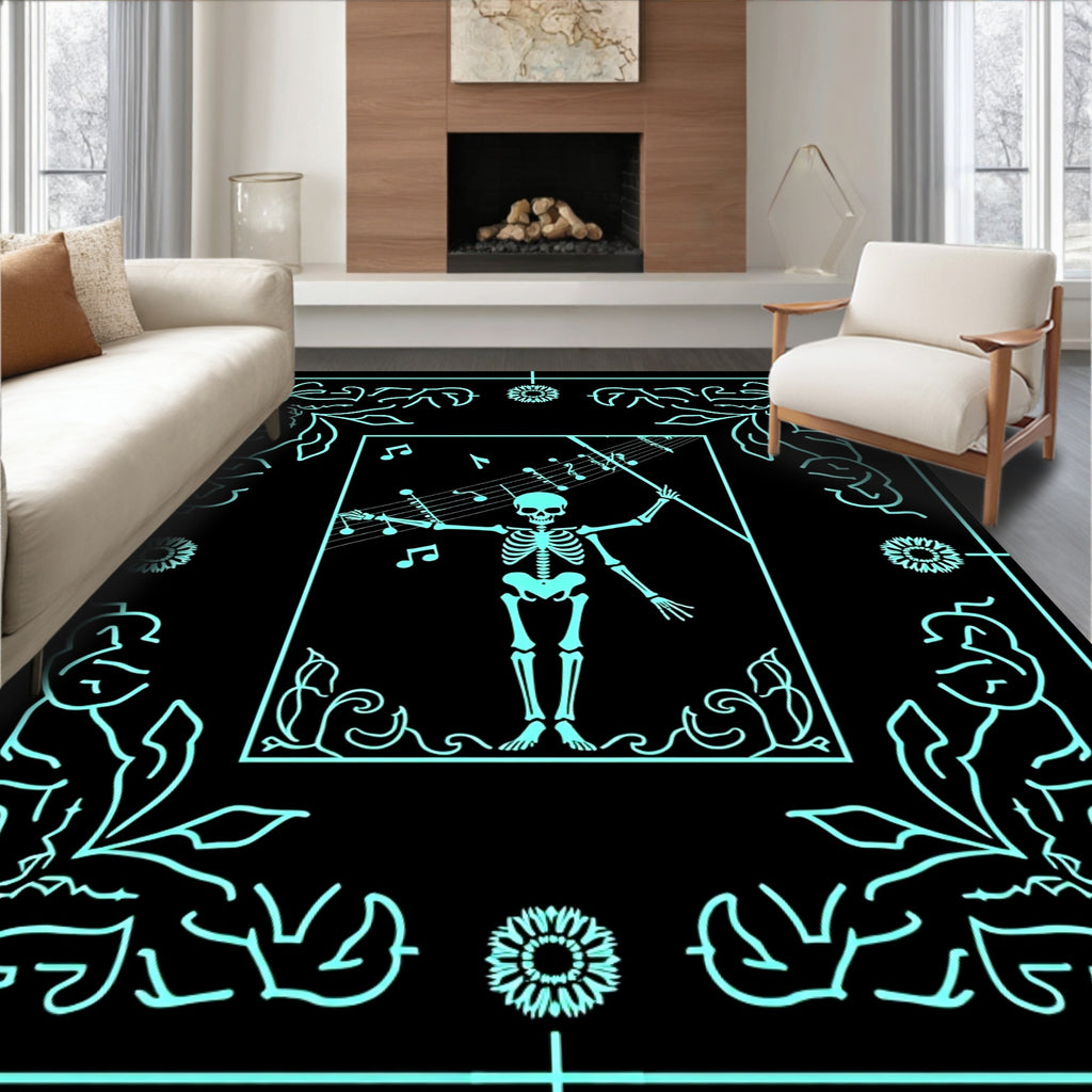 Cyan Skeleton Musical Frame Rug