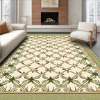 Antique Cream Green Lattice Vine Rug