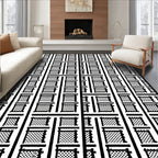 Monochrome Graphic Grid Squares Rug