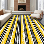 Bold Yellow Black Tribal Stripes Rug