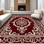 Ornate Deep Red Floral Medallion Runner Rug