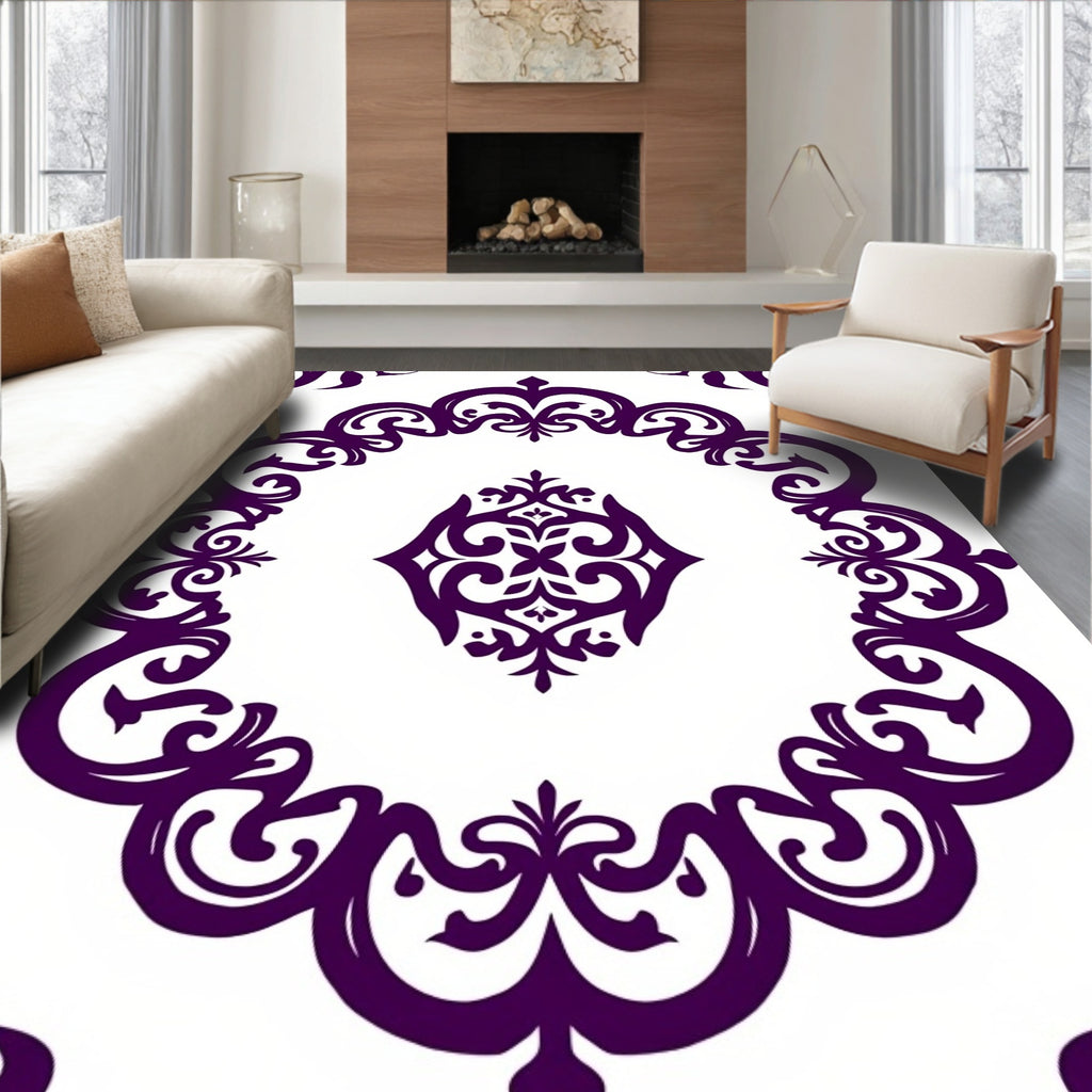 Ornate Plum Swirls Garland Rug
