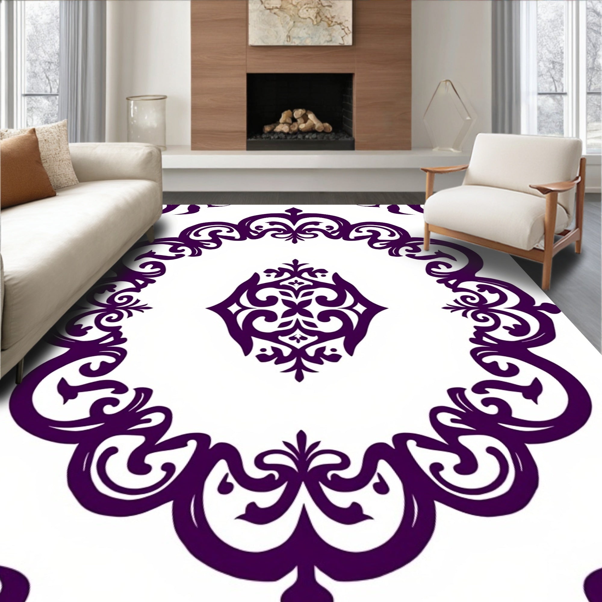 Ornate Plum Swirls Garland Rug