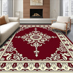 Deep Red Traditional Floral Medallion Rug