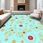 Whimsical Golden Floral Red Star Rug