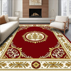 Regal Crimson Golden Floral Medallion Rug