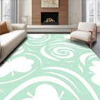 Mint Green Swirl Clover Star Rug