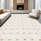 Cream Tufted Diamond Textured Rug
