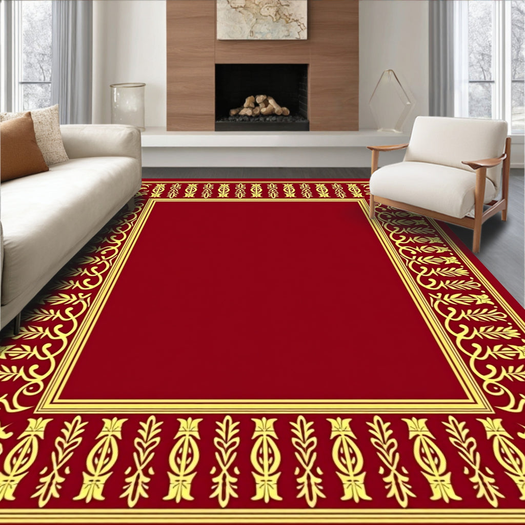 Red and Yellow Floral Border Rug