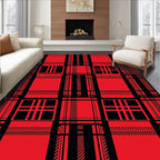 Bold Red Black Plaid Squares Rug