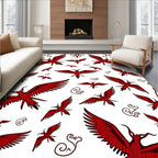 Crimson Flying Phoenix Swirling Borders Rug