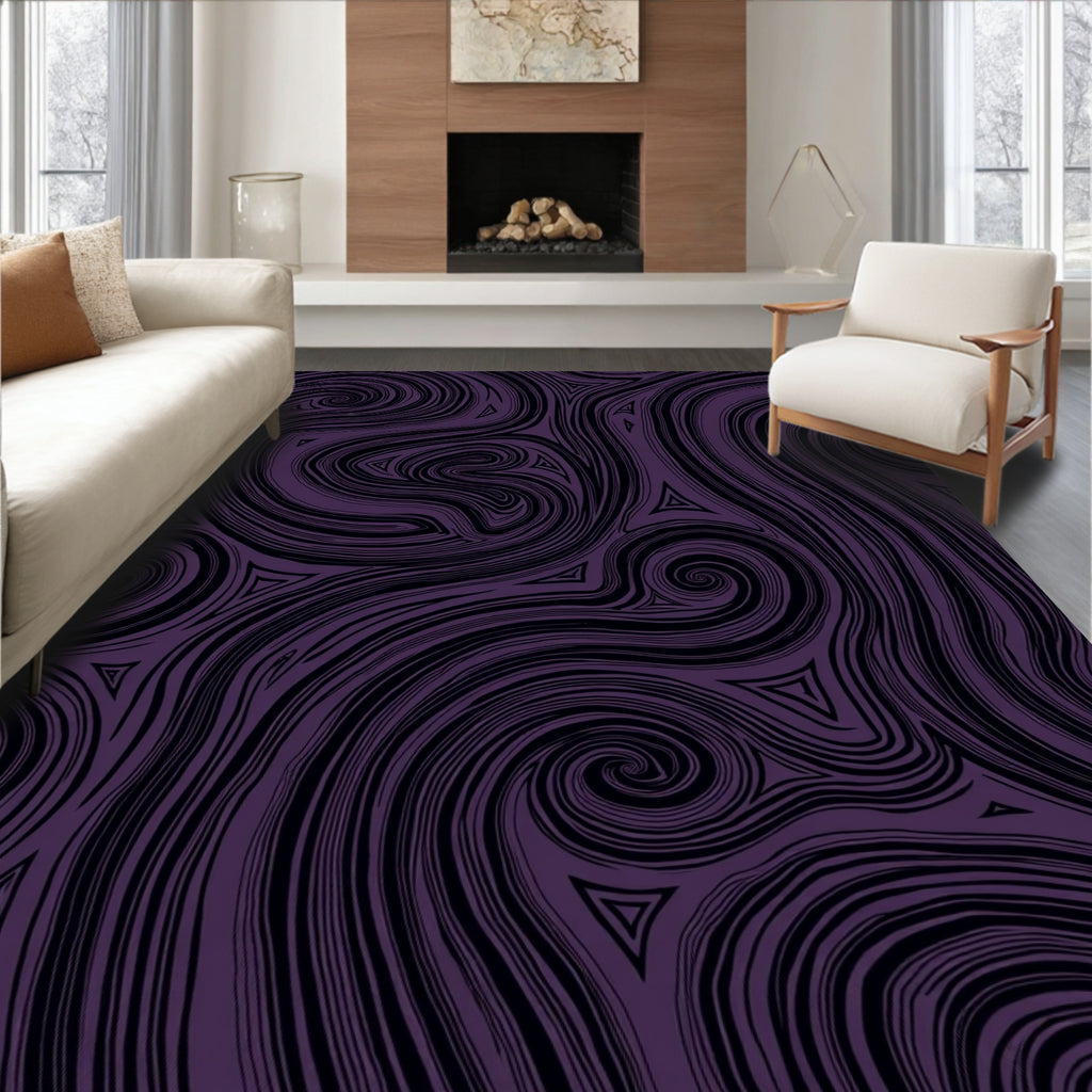 Deep Violet Swirling Triangles Rug