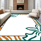 Emerald Foliage Abstract Stripe Border Rug