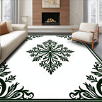 Classic Black Floral Medallion Accent Rug
