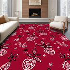 Crimson Red Hand Drawn Fruit Garden Rug