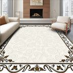 Vintage Sepia Floral Scroll Border Rug