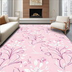 Whimsical Pink Botanical Branch Garden Rug