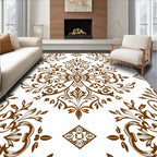 Rich Brown Damask Floral Medallion Rug